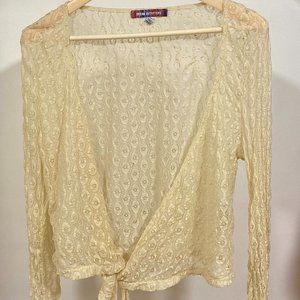 URBAN OUTFITTERS BALLETCORE sheer textured wrap top